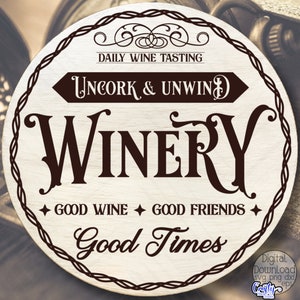 Round Winery Svg, Farmhouse Svg, Wine Round Svg, Farmhouse Round Sign Svg, Svg File for Cricut, Wine Svg, Cricut Svg, Png File