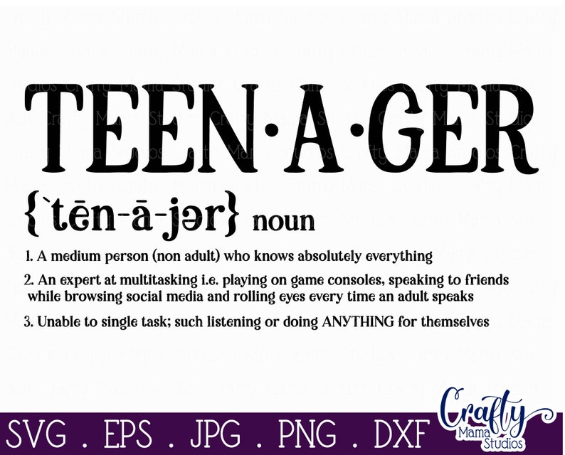 Teen Definition Svg Teenager Definition Funny Teenager Svg Etsy Canada