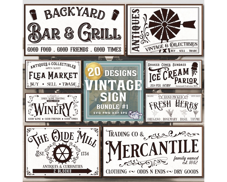 Farmhouse Svg Bundle, Farmhouse Sign Svg Files, Vintage Svg, Vintage Sign Svg, Bar Sign Svg, Farm Svg, Flower Svg, Wine Svg, Home Svg image 1