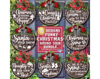 Funny Christmas SVG, PNG, Funny Christmas Door Hanger Svg, Funny Christmas Sign Svg, Funny Christmas Door Sign Svg, Round Sign Svg Files