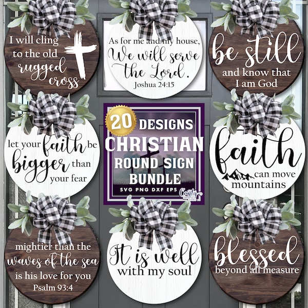 Christian Svg Bundle, Christian Door Hanger Svg, Faith Svg, Round Christian Sign Svg, Cross Svg, Religious Svg, Jesus Svg, Door Sign Svg