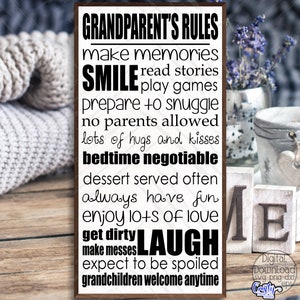 Reglas de los abuelos Svg, Reglas de la casa de los abuelos, Svg de la casa de campo, Svg del letrero de la casa de campo, Descarga digital, Archivo Svg para Cricut, Cricut Svg, Png