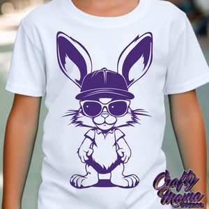 Fichiers Svg cool de lapin de Pâques, fichiers Svg de Pâques, fichiers Svg de chemise de lapin de Pâques de garçon, Pâques Png, Png de lapin de Pâques de garçon, fichiers Svg Cricut