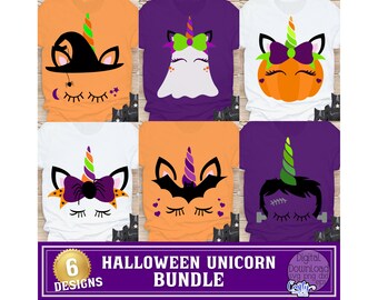 Halloween Unicorn SVG, PNG, Unicorn Halloween Svg, Unicorn Pumpkin Svg, Unicorn Witch Svg, Unicorn Ghost Svg, Kids Unicorn Halloween Png