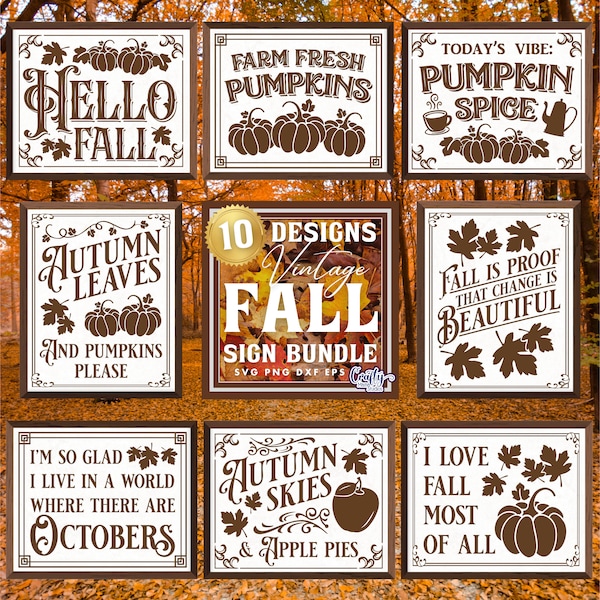 Farmhouse Fall Svg Bundle, Vintage Fall Svg Files, Farmhouse Fall Sign Svg Files, Autumn Svg, Pumpkin Svg, Fall Quotes Svg, Fall Decor Svg