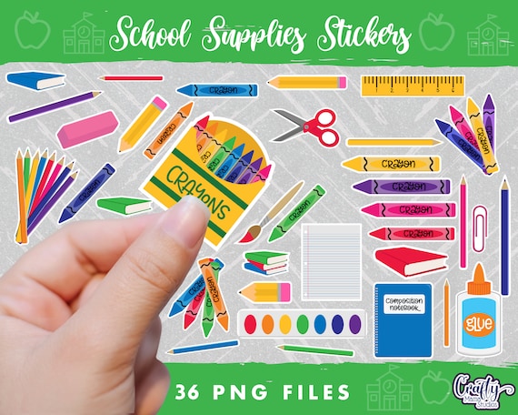 Kids School Supplies Digital Stickers, School Supplies Printable Stickers,  School Supplies Png, School Supplies Stickers Bundle Png Files, -   Denmark