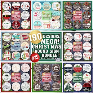 Rundes Weihnachten SVG-Bundle, PNG, Weihnachten Zeichen zwarte svg, Weihnachtstürhänger svg, Weihnachtstürschild svg, rundes Zeichen svg, Weihnachtsschild Png