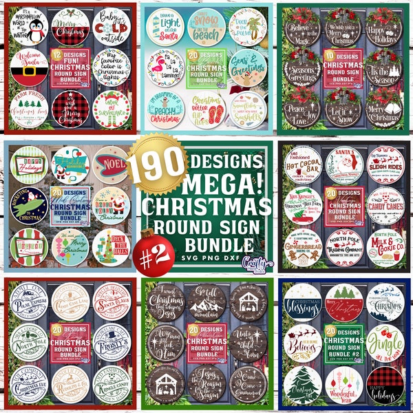 Mega Christmas Svg Bundle, Christmas Sign Svg Files, Christmas Door Hanger Svg, Christmas Svg Files, Christmas Door Sign Svg, Round Sign Svg