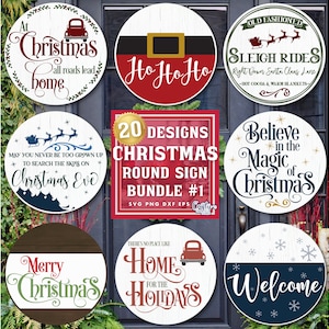 Merry Christmas Svg Bundle, Round Christmas Door Hanger Svg, Round Christmas Sign Svg, Christmas Door Sign Svg, Christmas Round Sign Svg