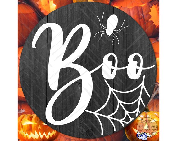 Boo SVG, PNG, Halloween Svg, Halloween Round Sign Svg, Halloween Sign Svg, Halloween Door Hanger Svg, Door Sign Svg, Round Halloween Png