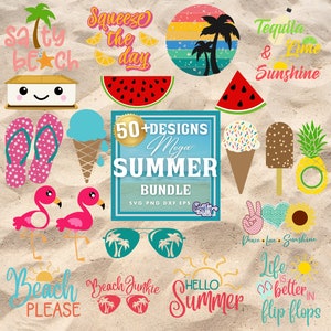 Beach SVG Bundle, PNG, Summer Svg Bundle,  Beach Bundle Svg, Beach Shirt Svg, Summer Bundle Svg, Palm Tree Svg, Pineapple Svg, Lemon Svg
