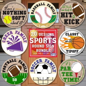 Sports Door Hanger Svg, Sports Svg, Baseball Svg, Basketball Svg, Football Svg, Sports Sign Svg, Door Sign Svg, Softball Svg, Round Sign Svg