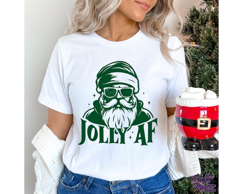 Jolly AF SVG, PNG, Funny Christmas Svg File, Funny Santa Svg, Jolly Af Png, Santa Shirt Svg, Christmas Png, Digital Download, Cool Santa