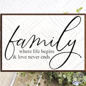Family SVG, PNG, Family Where Life Begins And Love Never Ends Svg, Farmhouse Svg, Family Png, Family Sign Png, Svg Files for Cricut