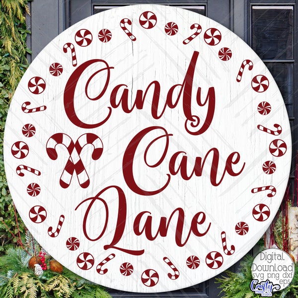 Candy Cane Lane Svg, Christmas Svg, Christmas Round Sign Svg, Christmas Sign Svg, Candy Cane Lane Sign Svg, Door Hanger Svg, Door Sign Svg