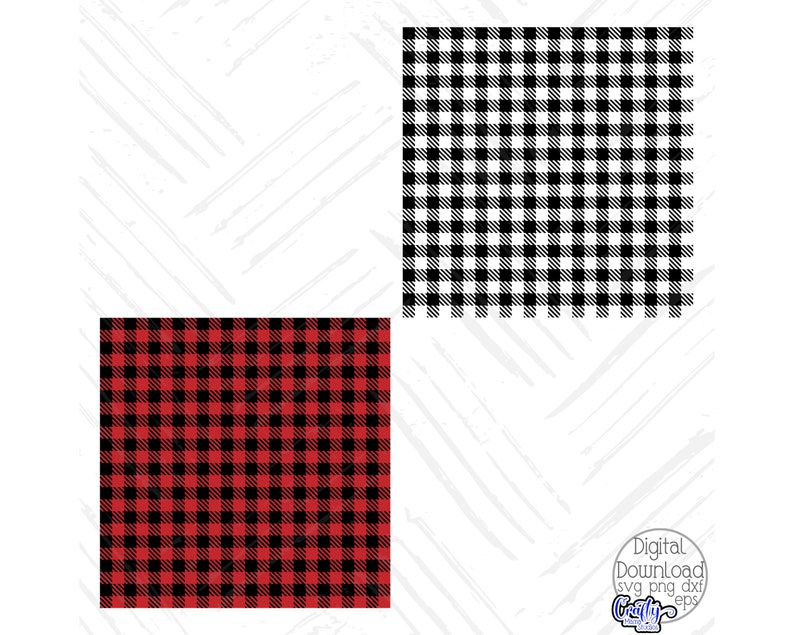 May include: Two digital seamless patterns featuring a black and white gingham pattern and a red and black gingham pattern.