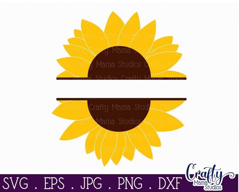 Sunflower Svg Half Sunflower Svg Split Sunflower Clipart ...