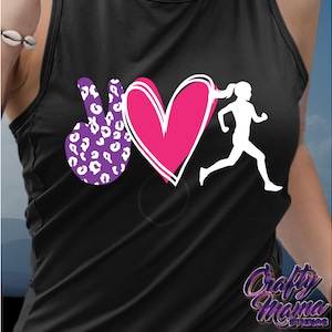 Paz, amor, correr SVG, PNG, chica corredora Svg, correr Svg, paz, amor, correr Svg, camiseta para correr Svg, chica corriendo Svg, chica corriendo Png para camiseta