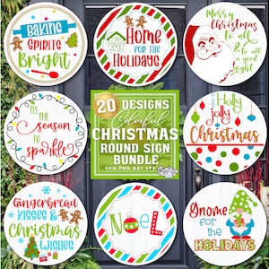 Round Christmas SVG, PNG, Santa Svg, Trendy Christmas Sign Svg, Door Hanger Svg, Door Sign Svg, Round Sign Svg, Cute Round Christmas Png