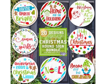Round Christmas SVG, PNG, Santa Svg, Trendy Christmas Sign Svg, Door Hanger Svg, Door Sign Svg, Round Sign Svg, Cute Round Christmas Png