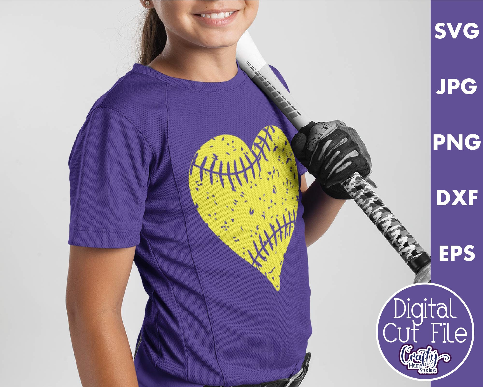 Distressed Softball Heart Svg Distressed Softball Svg Etsy