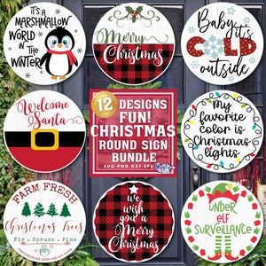 Christmas Svg Bundle, PNG Bundle, Christmas Sign Svg, Christmas Door Hanger Svg, Christmas Door Sign Svg, Round Sign Svg, Holiday Svg