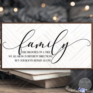 Family Like Branches On A Tree Svg, Family Svg, Farmhouse Svg, Family Sayings, Family Sign Svg, Family Quote Svg, Family Tree Svg, Png File