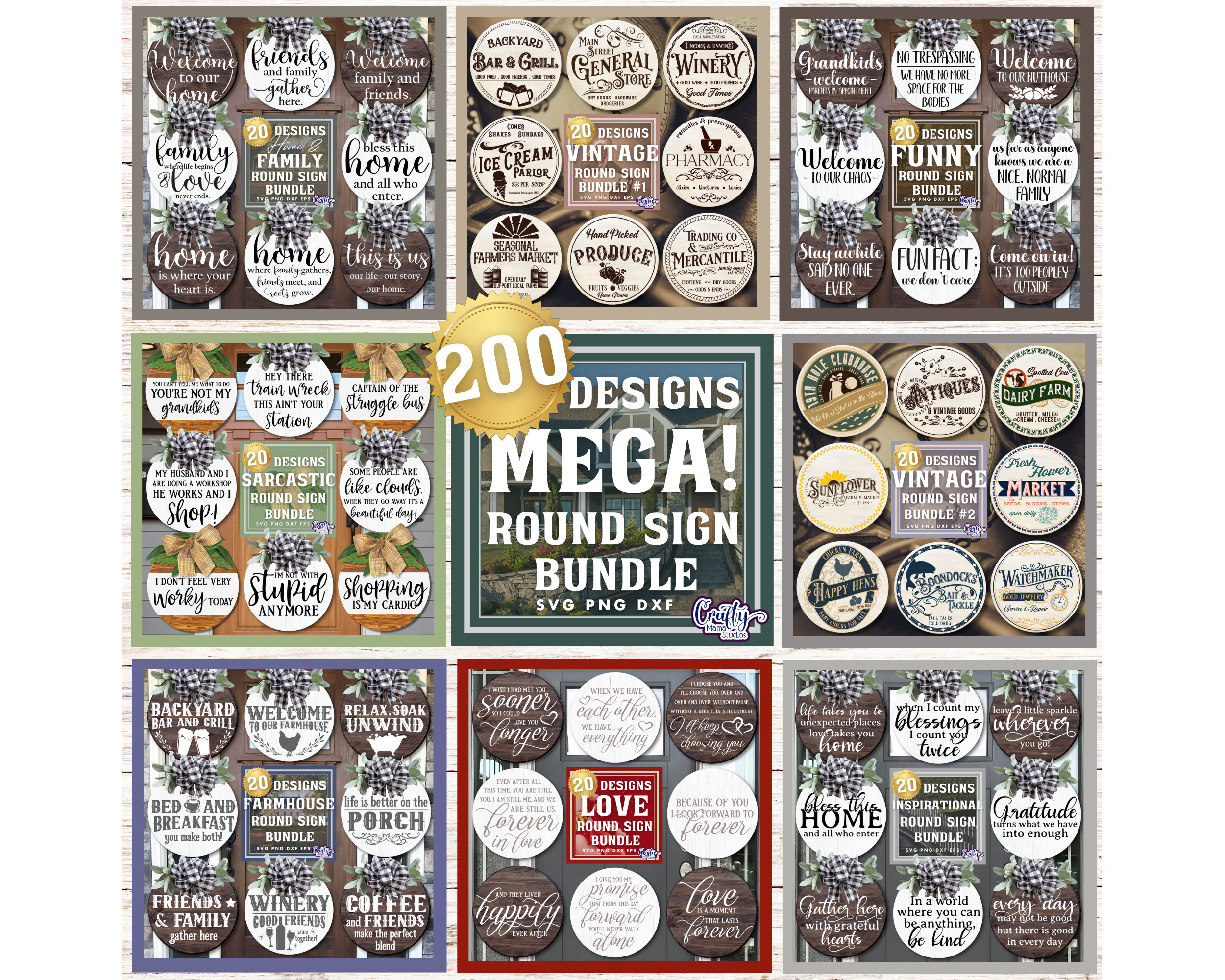 Door Sign SVG, PNG Bundle, PNG Bundle, Door Hanger Svg Bundle, Round ...