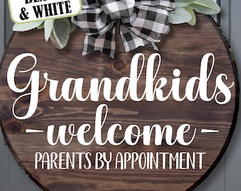 Grandkids Welcome Parents By Appointment Svg, Grandkids Welcome Svg, Funny Door Sign Svg, Door Hanger Svg, Round Sign Svg, Grandkids Svg