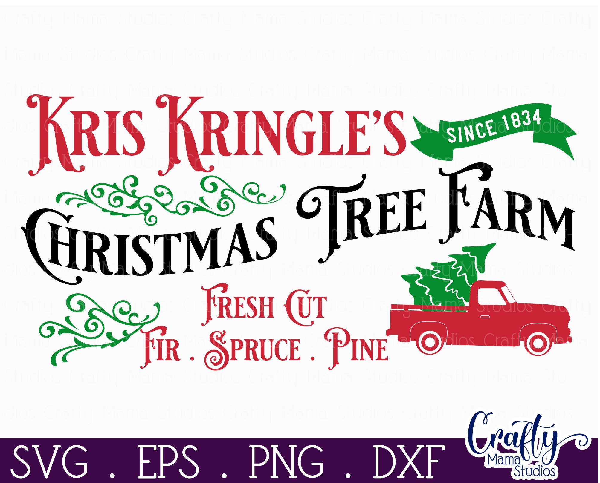 Kris Kringle's Christmas Tree Farm Svg Vintage Christmas Etsy