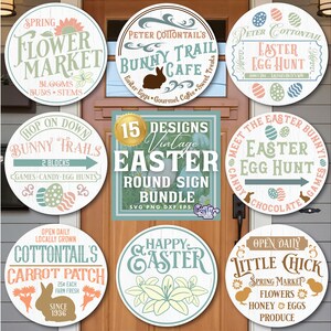 Paquete de SVG redondos de Pascua, SVG para colgar en la puerta de Pascua, SVG para letrero de Pascua, SVG para letrero de puerta de Pascua, SVG para letrero redondo de Pascua, archivo SVG redondo, paquete de Pascua
