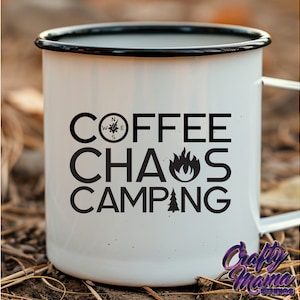 Caos de café en SVG para acampar, SVG de café para acampar, SVG divertido para acampar, SVG con frases divertidas para acampar, SVG divertido de campamento, SVG de autocaravana, Archivo PNG de camping