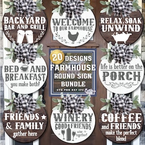 Farmhouse Home SVG, PNG, Home Door Hanger Svg, Farmhouse Svg, Home Sign Svg, Home Door Sign Svg, Farmhouse Round Sign Svg Bundle, Round Png