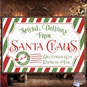 Entrega especial de Papá Noel Svg, Archivos Svg de Navidad vintage, Archivos Svg de letrero navideño de granja, Archivos Svg de letrero de entrega especial de Papá Noel