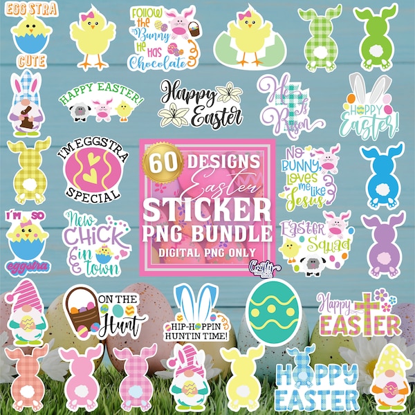 Easter Printable Stickers, Easter Png Files, Easter Print And Cut Png, Easter Digital Stickers, Easter Bunny Png Designs, Printable Png File