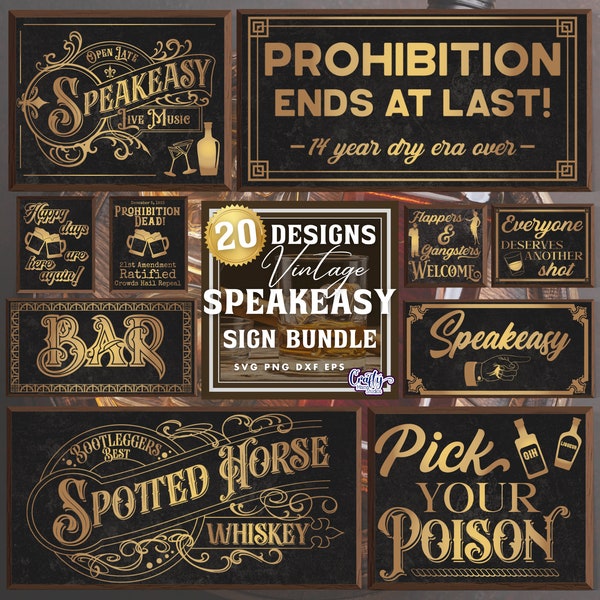 Bundle Svg de bière vintage, fichier Svg à boire, Svg de signe de bar, Svg d'alcool, Speakeasy Svg, Svg de signe de bière, Svg de barre, Svg de signe de cru, Svg de whisky