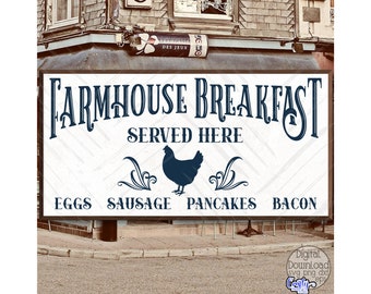 Vintage Farmhouse Breakfast Svg, Farmhouse Svg, Farmhouse Sign Svg, Vintage Breakfast Sign Svg, Kitchen Svg, Kitchen Sign Svg, Farm Svg, Png