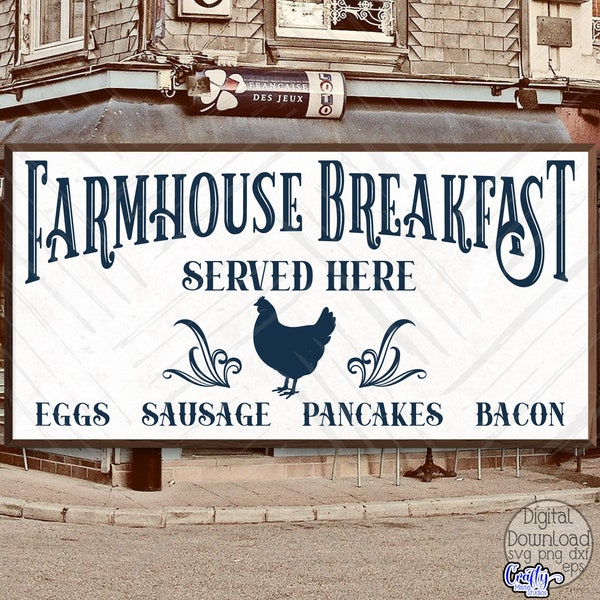 Vintage Farmhouse Breakfast Svg, Farmhouse Svg, Farmhouse Sign Svg, Vintage Breakfast Sign Svg, Kitchen Svg, Kitchen Sign Svg, Farm Svg, Png