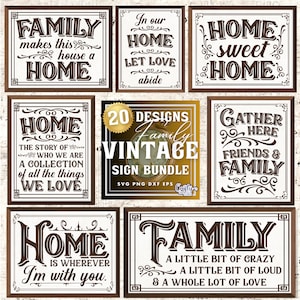 Farmhouse Svg Bundle, Vintage Family Svg, Home Svg, Family Sign Svg, Home Sign Svg, Farmhouse Sign Svg, Vintage Svg, Vintage Sign Svg File