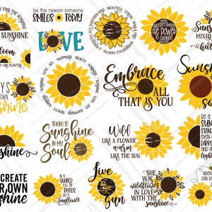 Peut inclure: Une collection de 15 images num&eacute;riques de clipart sur le th&egrave;me du tournesol avec des citations inspirantes. Les citations incluent "Soyez le soleil", "Apportez toujours votre propre soleil", "Le soleil dans mon &acirc;me", "Sauvage comme une fleur chaude comme le soleil", "Elle &eacute;tait une fleur sauvage amoureuse du soleil", "Cr&eacute;ez votre propre soleil", "Embrassez tout ce que vous &ecirc;tes", "Soleil m&eacute;lang&eacute; &agrave; un peu d'ouragan", "Soleil dans mon &acirc;me", "Soyez un tournesol, tenez-vous grand m&ecirc;me les jours les plus sombres et trouvez la lumi&egrave;re", "Quand vous pouvez &ecirc;tre n'importe quoi, soyez gentil", "Ne sous-estimez jamais le pouvoir de changer le monde", "Dans un monde plein de roses, soyez un tournesol", "Vivez au soleil".