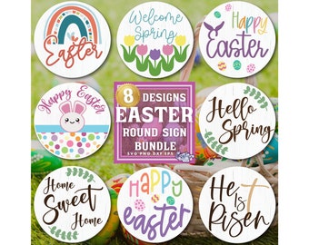 Round Easter Svg Bundle, Easter Door Hanger Svg, Easter Sign Svg, Easter Door Sign Svg, Easter Round Sign Svg, Easter Round Svg, Spring Svg