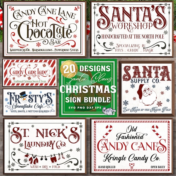 Farmhouse Christmas Svg Bundle, Vintage Christmas Sign Svg Bundle, Christmas Bundle Svg, Santa Svg, Santa Sign Svg, Christmas Quote Svg File