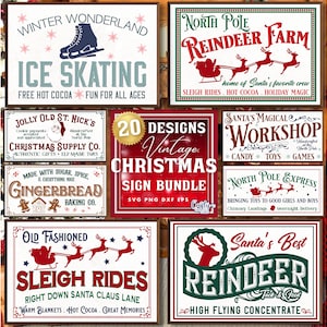 Vintage Christmas SVG, PNG, Farmhouse Christmas Sign Svg, Christmas Png, Santa Svg, Santa Sign Svg, Christmas Sign Bundle Svg Files