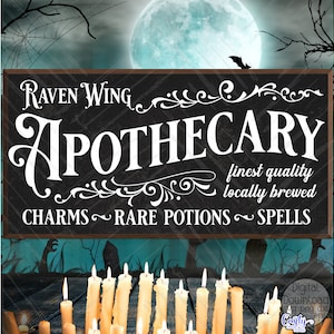 Apothecary Svg, Charms Rare Potions Spells, Vintage Halloween Svg, Vintage Halloween Sign Svg, Vintage Apothecary Sign Svg, Halloween Png