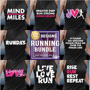 Motivational Running Svg Bundle, Girl Runner Svg Files, Run Svg, Motivational Svg Files, Running Shirt Svg, Running Svg For Shirts, Png File