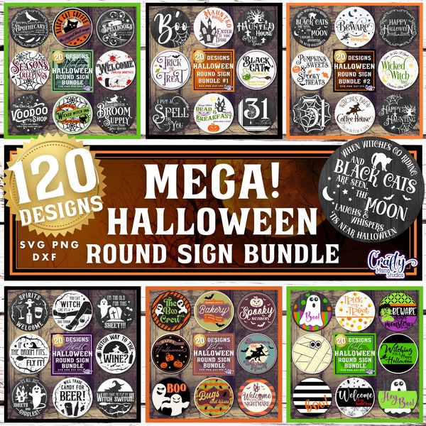 Mega Round Halloween Svg Bundle, Halloween Sign Svg, Halloween Door Hanger Svg Files, Round Sign Svg, Door Sign Svg, Halloween Round Svg