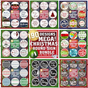 Round Christmas SVG, PNG, Christmas Sign Svg, Christmas Door Hanger Svg, Christmas Door Sign Svg, Round Sign Svg, Christmas Sign Png Bundle