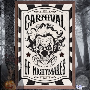 Halloween SVG, PNG, Carnaval de pesadillas Svg, Payaso de Halloween moderno Svg, Letrero de Halloween espeluznante Svg, Payaso aterrador Png, Halloween Png