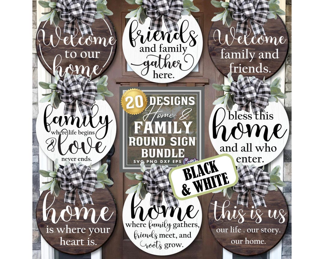 Round Door Hanger SVG, PNG, Family Svg, Welcome Svg, Door Sign Svg ...