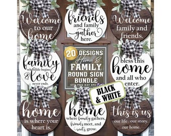 Round Door Hanger SVG, PNG, Family Svg, Welcome Svg, Door Sign Svg, Round Sign Svg, Inspirational Svg Files for Cricut, Door Hanger Png